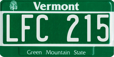 VT license plate LFC215