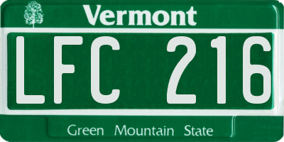 VT license plate LFC216