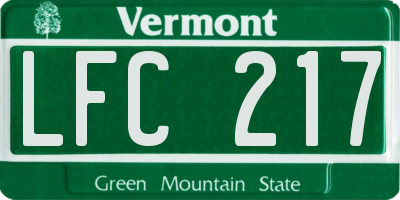 VT license plate LFC217