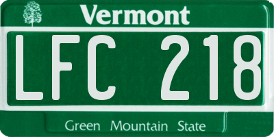 VT license plate LFC218