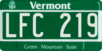 VT license plate LFC219
