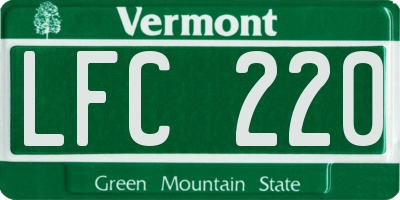 VT license plate LFC220