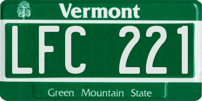 VT license plate LFC221