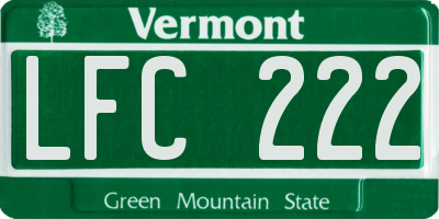 VT license plate LFC222