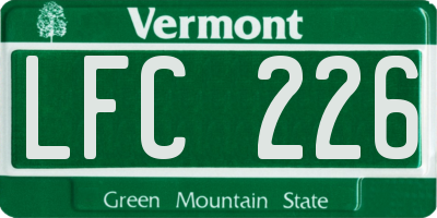 VT license plate LFC226