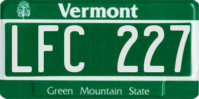 VT license plate LFC227