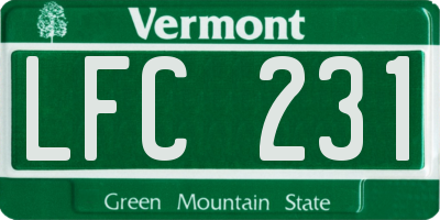 VT license plate LFC231