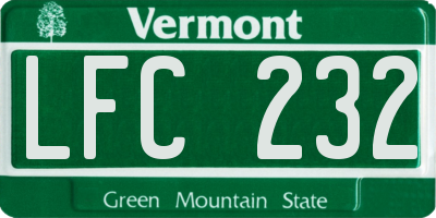 VT license plate LFC232