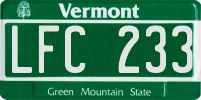 VT license plate LFC233