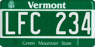 VT license plate LFC234