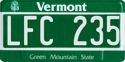 VT license plate LFC235