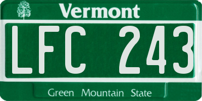 VT license plate LFC243