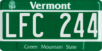 VT license plate LFC244