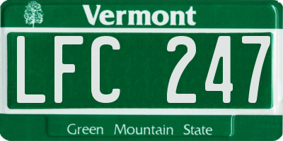 VT license plate LFC247