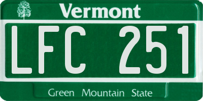 VT license plate LFC251