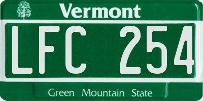 VT license plate LFC254