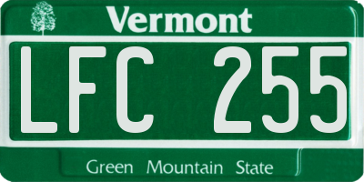 VT license plate LFC255