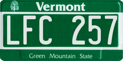 VT license plate LFC257