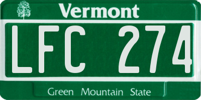 VT license plate LFC274