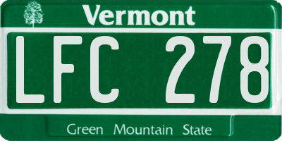 VT license plate LFC278