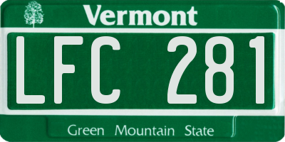 VT license plate LFC281