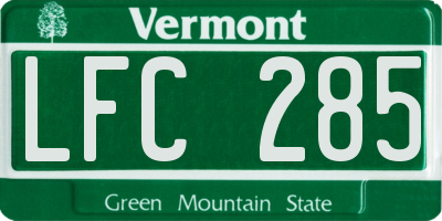 VT license plate LFC285