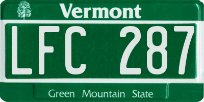 VT license plate LFC287