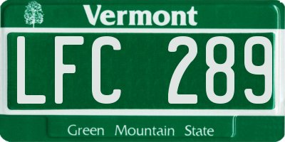 VT license plate LFC289