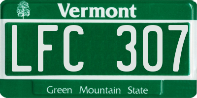 VT license plate LFC307