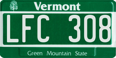 VT license plate LFC308