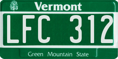 VT license plate LFC312