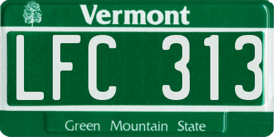 VT license plate LFC313