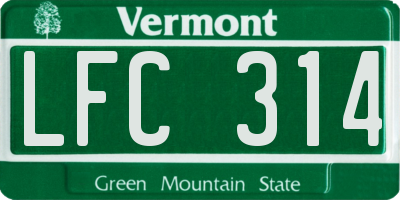 VT license plate LFC314