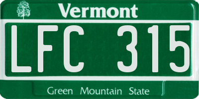 VT license plate LFC315