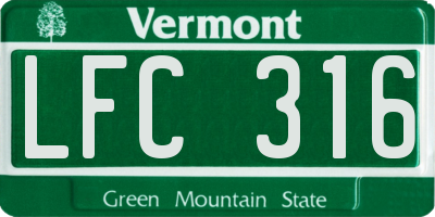 VT license plate LFC316