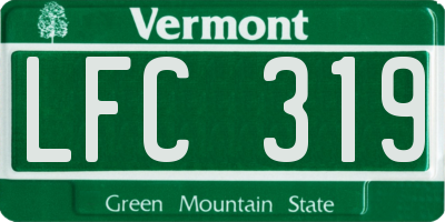 VT license plate LFC319