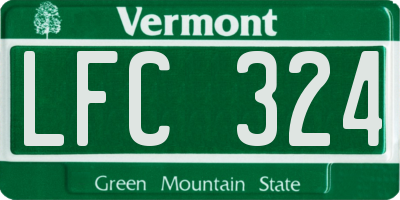 VT license plate LFC324