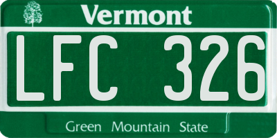VT license plate LFC326