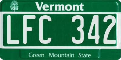 VT license plate LFC342