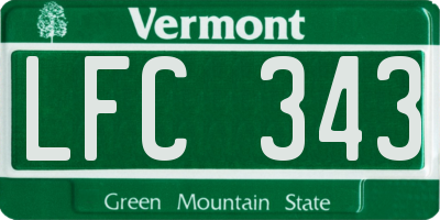 VT license plate LFC343