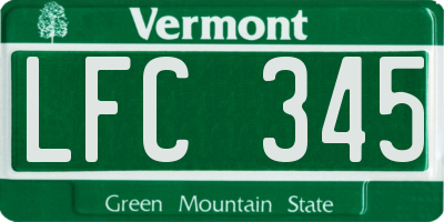 VT license plate LFC345