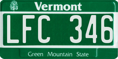 VT license plate LFC346