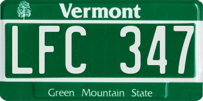 VT license plate LFC347