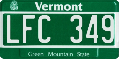 VT license plate LFC349
