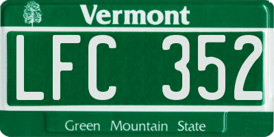 VT license plate LFC352