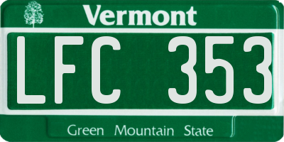 VT license plate LFC353