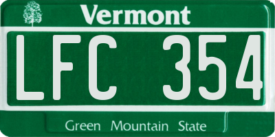 VT license plate LFC354