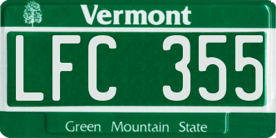 VT license plate LFC355