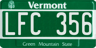 VT license plate LFC356