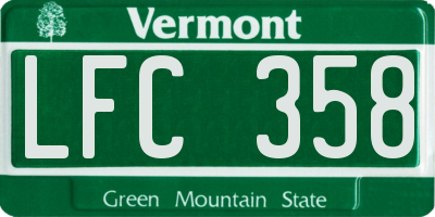 VT license plate LFC358
